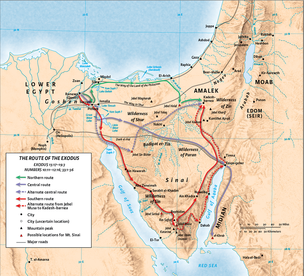 Exodus Route Map Of The Route Of The Exodus Of The Israelites From Exodus Route Map Of The Route Of The Exodus Of The Israelites From