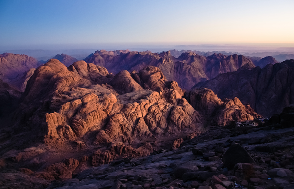 Jebel Musa: a traditional site for Mount Sinai where Moses received the Law
