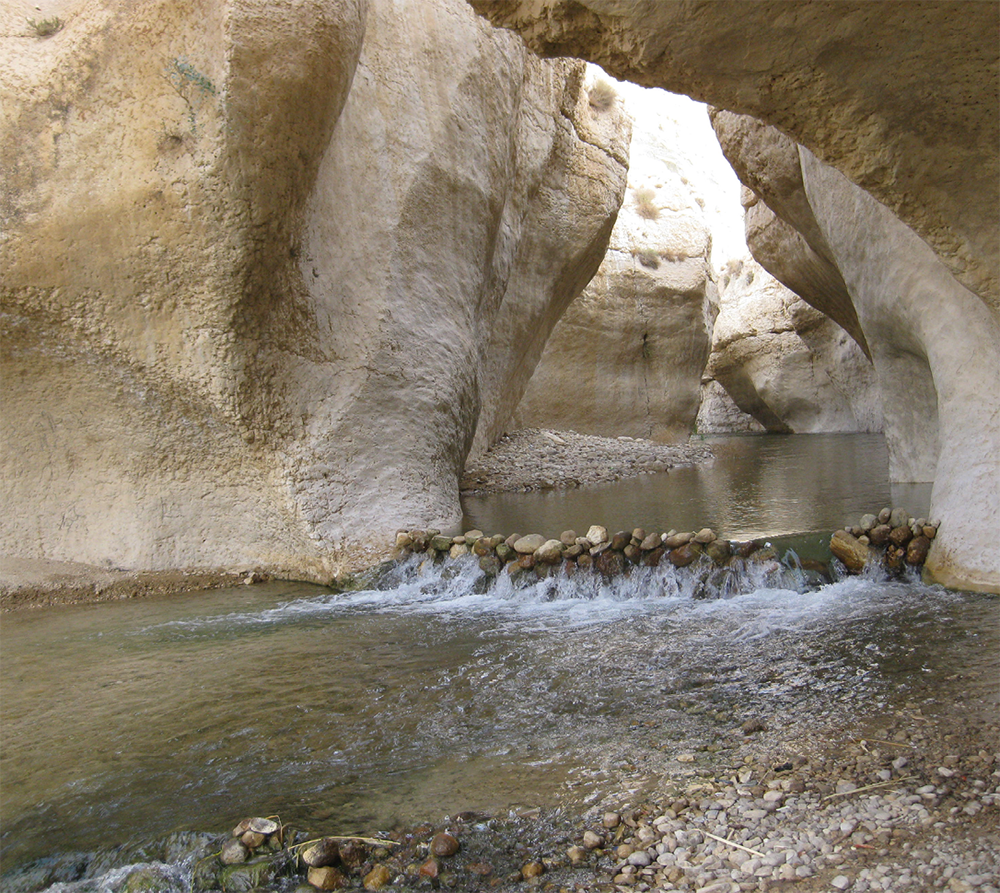 The limestone waterfall at Wadi Zered. Crossing the Zered Valley was a signal moment for Israel. It marked the end of their 38-years of wandering in the wilderness and brought them closer to entering the land of Canaan.