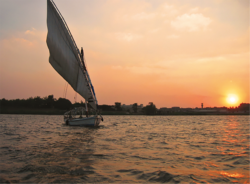 A felucca on the Nile at Cairo, Egypt