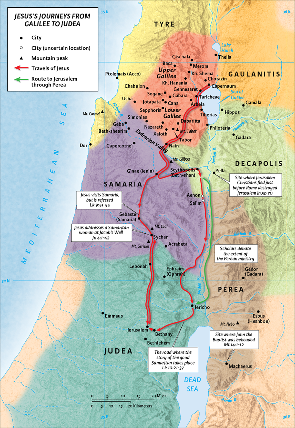 Jesus’s Journeys from Galilee to Judea