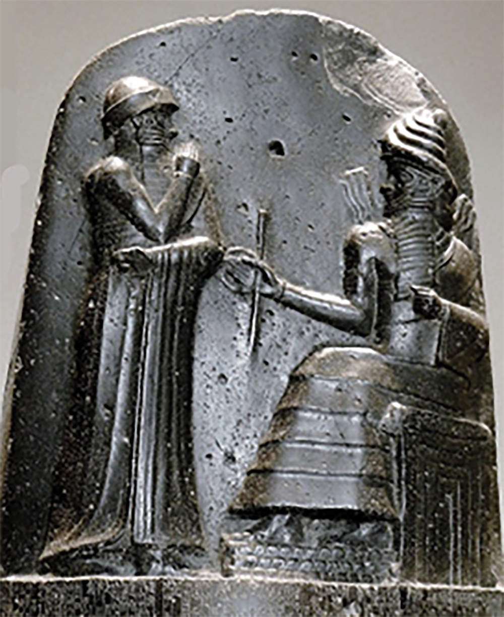 The top of the stele that contains the Code of Hammurabi