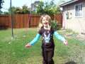 Brianna sings while she jump ropes 