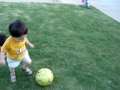 18 Month Old Dribbles Soccer Ball 