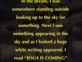 Dream: Jesus is coming & Warn: I will come 