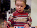 This is Serious Business, 3yr old Painting with Birthday Paint Set! 