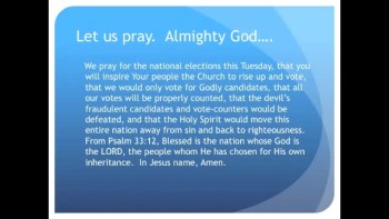 A Prayer for the Elections, Tuesday November 2nd (The Evening Prayer 31Oct10) 