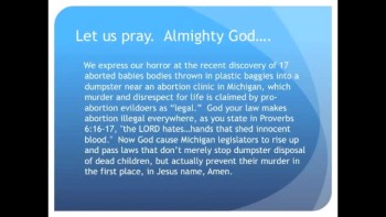 17 Aborted Babies Found in Michigan Dumpster (The Evening Prayer 02Nov10) 