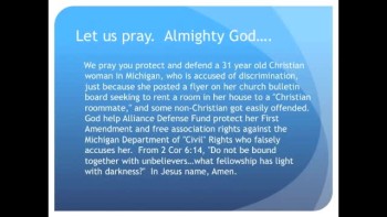 Michigan says 'no Christian roommates' (The Evening Prayer 05Nov10) 