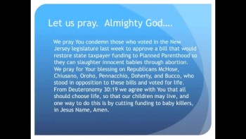 New Jersey Tries to Restore Planned Parenthood Funding (The Evening Prayer - 01 Dec 10)  