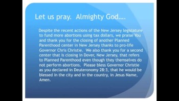 New Jersey Planned Parenthood Closes Another Center (The Evening Prayer - 02 Dec 10) 