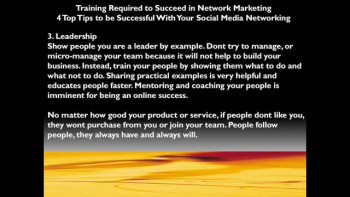 Training Required to Succeed in Network Marketing - 4 Top Tips to be Successful With Your Social Media Networking 
