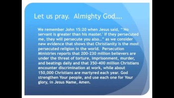  Christianity Arguably the Most Persecuted Religion in the World (The Evening Prayer - 18 Dec 10)   