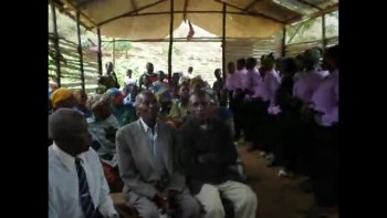 High up in the mountains of Mt. Kilimanjaro; at a church meeting, visiting choir singing. Tanzania, Africa