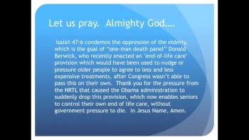 The Evening Prayer - 11 Jan 11 Death Panels Dropped by Obama Administration  