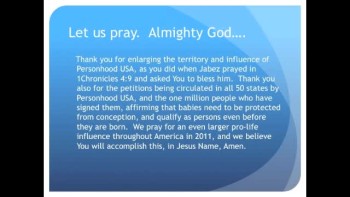 The Evening Prayer - 19 Jan 11 - Personhood USA Petitions Approach 1 Million Signatures  