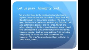 The Evening Prayer - 20 Jan 11 - Liberal Media Blames Conservatives for Arizona Shooting  