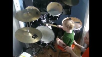 12 month old Max plays the drums 