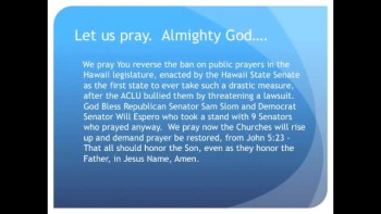 The Evening Prayer - 30 Jan 11 - Hawaii: Senate Bans Prayer, Nine Senators Take A Stand  