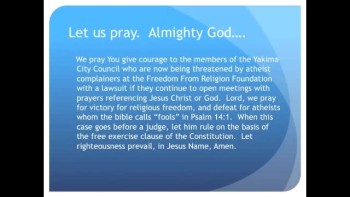 The Evening Prayer - 01 Feb 11 -Washington: Atheists trying to ban Jesus from City Council Prayers  