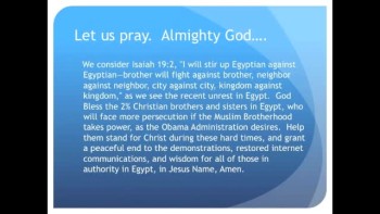 The Evening Prayer - 08 Feb 11 - Obama supports Muslim Brotherhood against Egypt Christians  