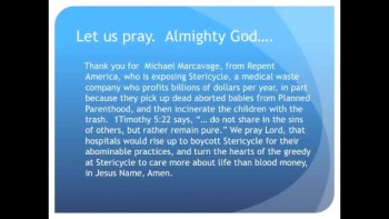 The Evening Prayer - 10 Feb 11 - Stericycle Profits From Aborted Baby Parts  