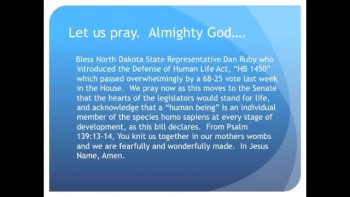 The Evening Prayer - 22 Feb 11 - North Dakota House Approves Personhood of Unborn  