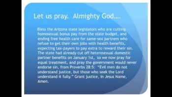 The Evening Prayer - 24 Feb 11 - Arizona Tries to End Homosexual Bonus Pay  