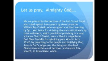 The Evening Prayer - 01 Mar 11 - 2nd Circuit Court Rules Preacher was Too Loud  