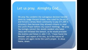 The Evening Prayer - 02 Mar 11 - Judge fines NJ Town for allowing Lord's Prayer  