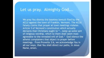 The Evening Prayer - 08 Mar 11 - ACLU Sues Vermont Town to Stop Prayers  
