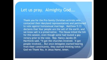 The Evening Prayer - 24 Mar 11 - Victory! Pro-Family Activists Stop 'Gay Marriage' Bill in Maryland  