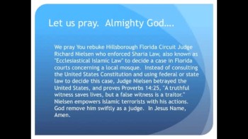 The Evening Prayer - 28 Mar 11 - Florida Judge Orders Use of Islamic Law in Lawsuit 