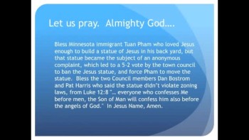 The Evening Prayer - 19 Apr 11 - Minnesota Town Bans Jesus Statue in Man's Back Yard 