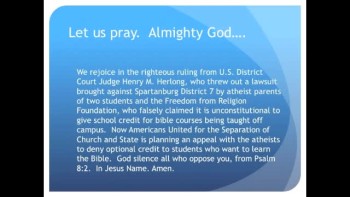 The Evening Prayer - 22 Apr 11 - Court says Bible Classes OK for Public School Credit 