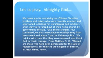 The Evening Prayer - 23 Apr 11 - Chinese Christians Arrested for Public Worship 