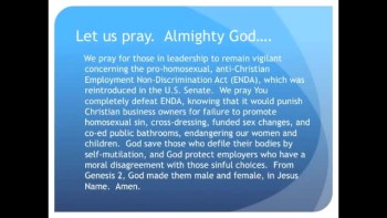 The Evening Prayer - 25 Apr 11 - Pro-homosexual ENDA Reintroduced in the Senate  