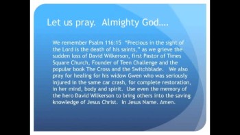 The Evening Prayer - 06 May 11 - Evangelist David Wilkerson Dies in Car Crash, Wife Injured  