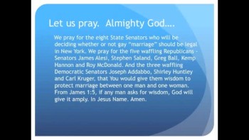 The Evening Prayer - 07 June 11 -8 Senators Decide N.Y. Homosexual 'Marriage' Bill  
