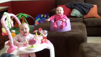 Cute Twin Babies Laughing in Sync 