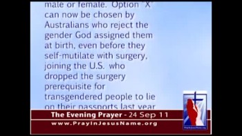 The Evening Prayer - 24 Sep 11 - Australia offers 'Third Gender' Choice on Passports 