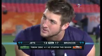 Tim Tebow Gives Glory to Jesus after BIG win! 