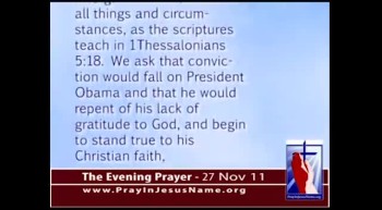 The Evening Prayer - 27 Nov 11 - Obama Leaves God Out of Thanksgiving Speech 