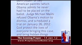 The Evening Prayer - 14 Jan 12 - Georgia Court to Decide if Obama is ‘Natural Born Citizen’  
