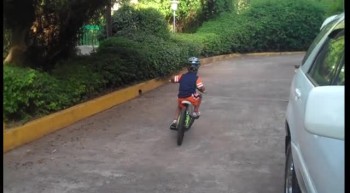 Reese riding his bike for the first time 