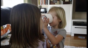 Big sister teaches little sister THE LORD'S PRAYER 