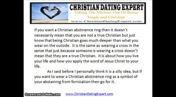 The idea of Christian abstinence rings is something that I personally don’t quite understand.  If you are truly living as a Christian then you know that you are to refrain from sin.  You know that there will be certain things that you will have to give up.