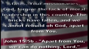 This video was produced to bring awareness to an event that is taking place on September 11, 2012. Pastor Bobby Maynard from Heartland Community Church in Winter Haven, FL. is taking a group of seventeen people from within the church to Washington, DC. They will begin praying for Our Great Nation on the steps of the capitol Building on 9/11/2012 at 9:11am. They will be praying for God to forgive us as a nation and as God's Church for failing to uphold the values that this country was founded on, which is God's Holy Word, The Bible. They will be praying for God to return greatness to The United States Of America. We ask that you will join us in prayer on 9/11 at 9:11. You may not be able to be in Washington for this event, but we ask you to stop wherever you may be at that time and spend some time in prayer for our great nation. We believe that God can and will heal Our Land! He asks from us one thing.....IF MY PEOPLE.......PRAY!