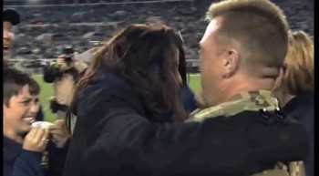 Sailor Surprises Family During Football Game - Priceless Reaction! 