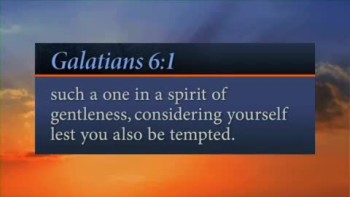 In Short: How should we respond to a struggling sinner?<br /><br />Verse: "Brethren, if a man is overtaken in any trespass, you who are spiritual restore such a one in a spirit of gentleness, considering yourself lest you also be tempted."<br />—Galatians 6:1<br /><br />For more daily devotionals, visit www.itiswritten.com/everyword<br /><br />01/06/13